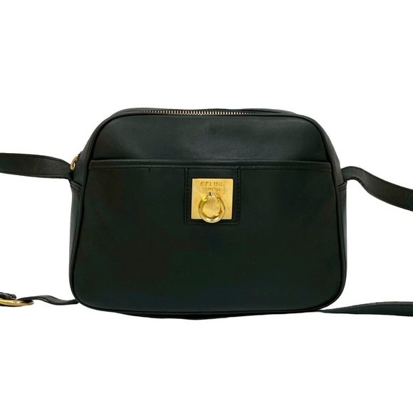 CELINE Black Leather Shoulder Bag - Picture 1 of 10